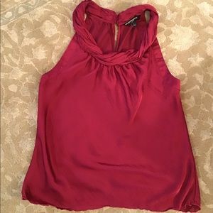 Dark Red Silk Sleeveless Blouse with cute details